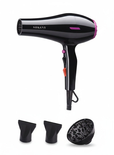 SK-14002 Professional Hair Dryer 2400W with 3 Attachments, 2 Speeds & 2 Heat Settings, Hot & Cold Air, Hanging Loop, Enh