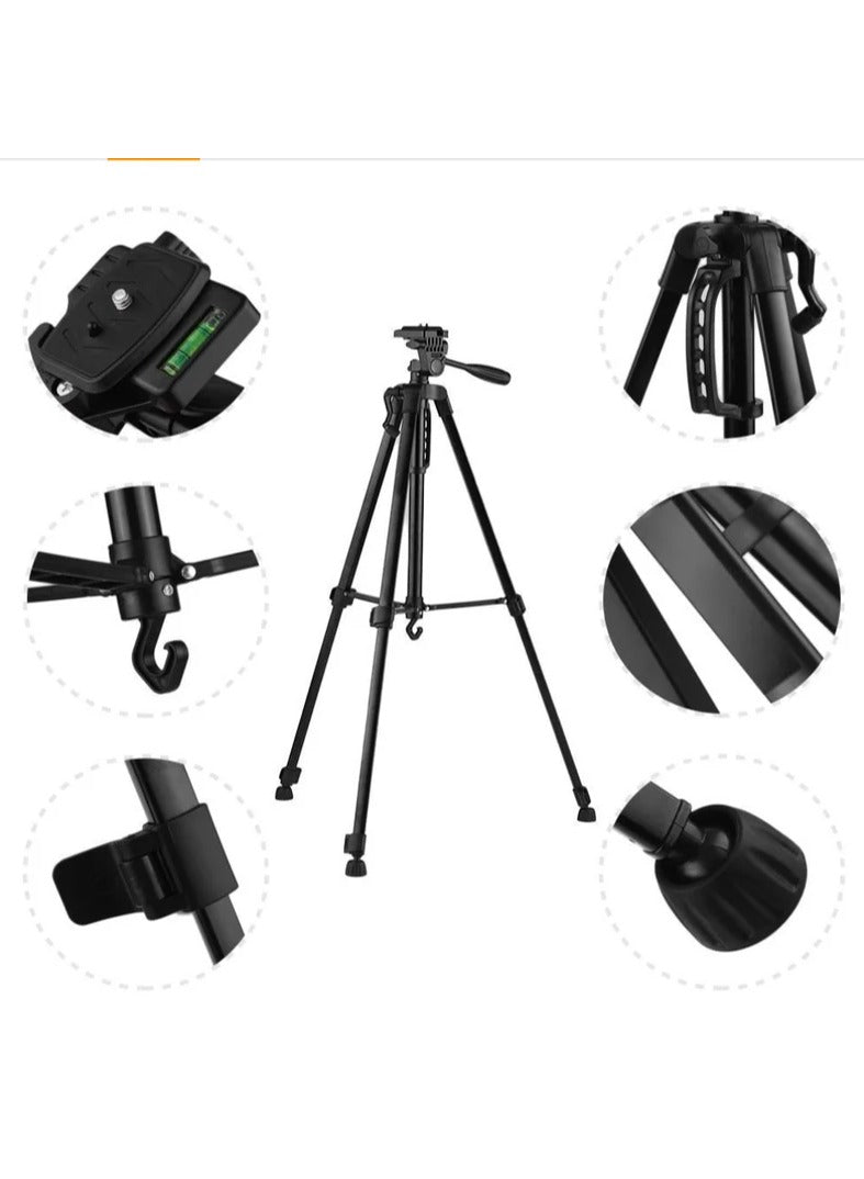 Black Lightweight Tripod 3366 Aluminium Tripod Stand, Mobile and Cameras , Extendable , 360 degree rotatable , compatible with the majority of the devices like SLR, DSLR, DVR and Video Cameras, Smartphones