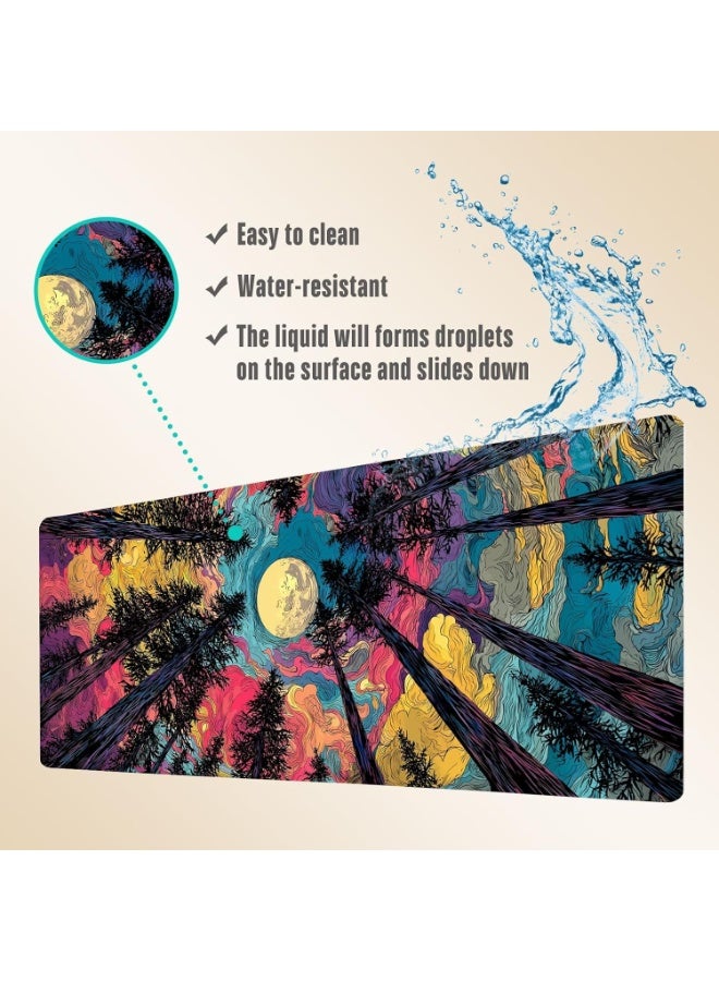 Starry Forest 1 Mouse Pad Extended Gaming Mouse Pad with Stitched Edges 70×30cm XL Desk Mat for Gaming, Office, Keyboard