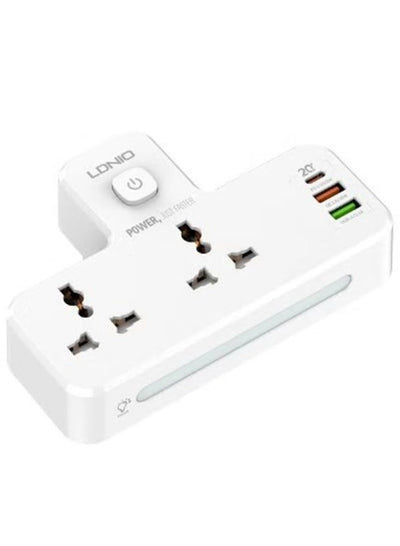 Power strip 2 ways power socket and 3 USB ( 2 USB-A / 1 USB-C ) port for a better performance with touch LED - rated pow