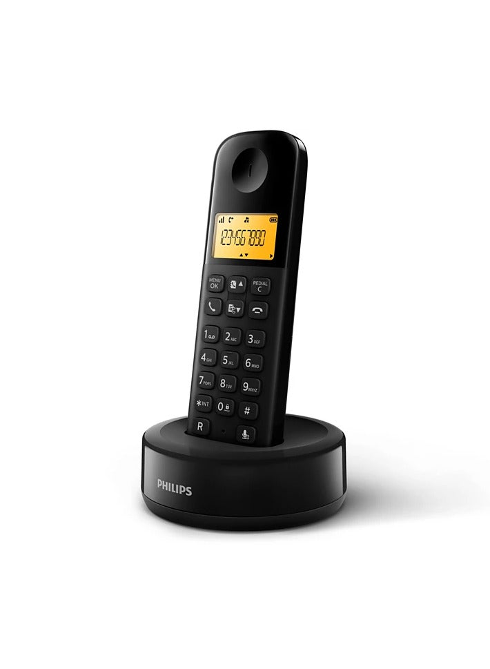 Cordless Phone D1601B - Non Slip Grip  (Black Color)