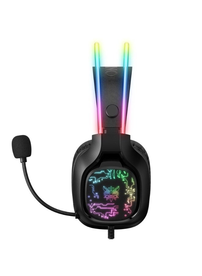 X22 RGB Gaming Headphones, Over-Ear Headset with Microphone, Noise Reduction, Volume Control, LED Light, Durable & Comfo