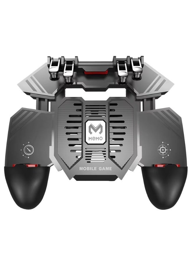 Mobile Gaming Controller With Cooling Fan, 6 Finger Trigger Design, Rechargeable 1200mAh Battery, Ergonomic Phone Gamepa