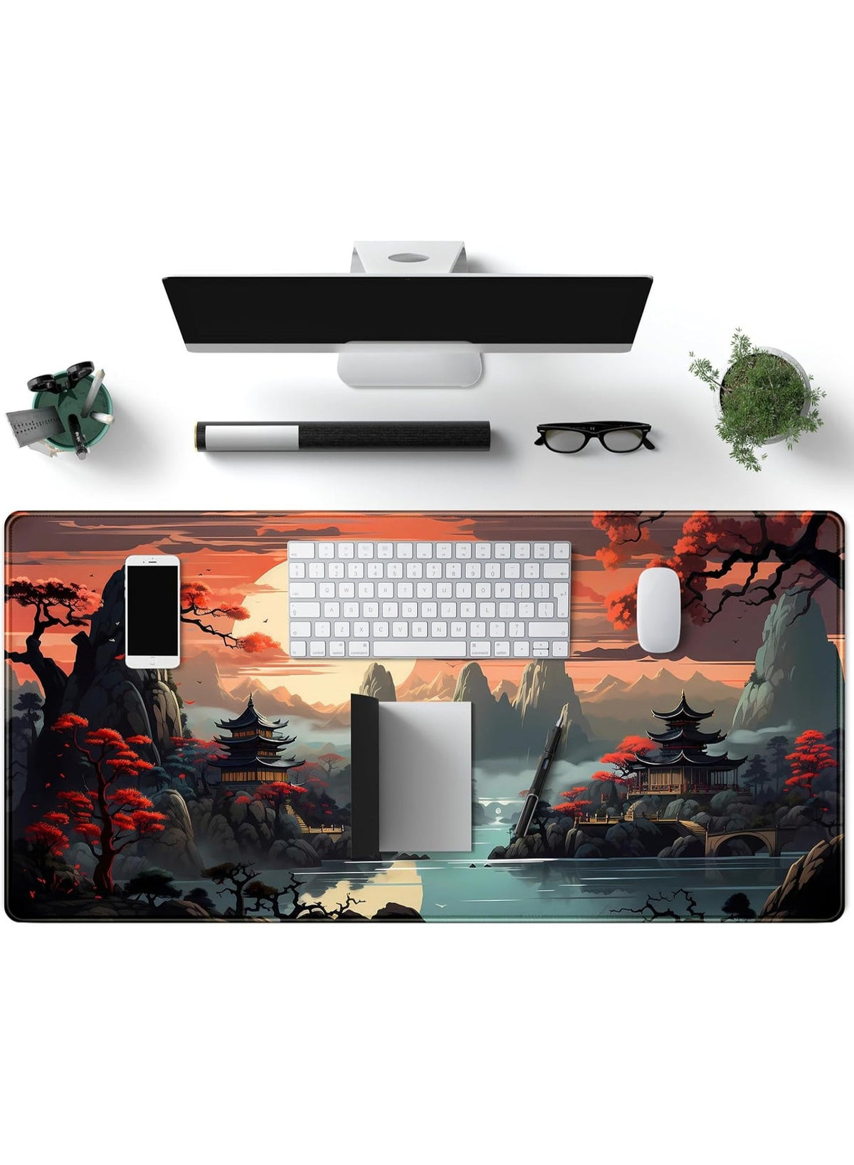 Japanese Sunset Desk Mat Large Mouse Pad Big Desk Pad Japan Extended Gaming Mousepad Large Computer Laptop Keyboard Mat 