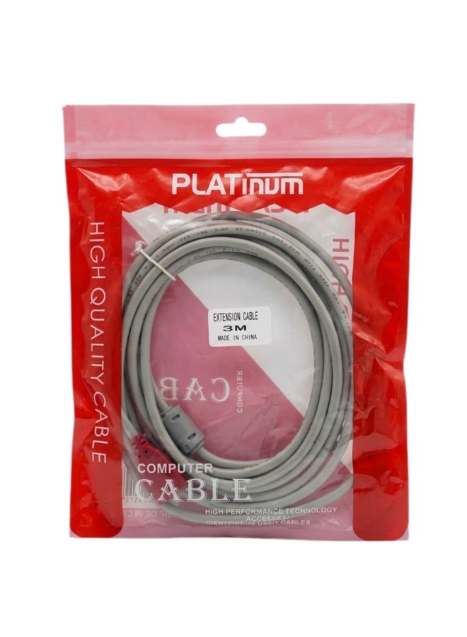 USB 2.0 Male to Female Extension Cable 3M 30V – High Performance Computer Data Transfer Cable, Durable USB Extender Cord