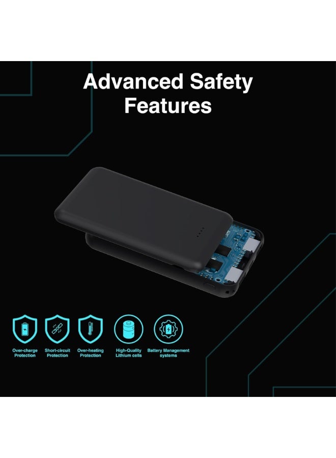 V28 5000mAh Portable Power Bank with USB-C Power Delivery, Dual USB Output, Fast Charging External Battery Pack, Compact