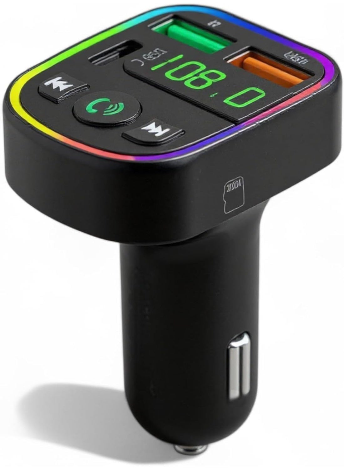 Bluetooth FM Transmitter Car Charger M103 with PD 18W USB-C Fast Charging, Dual USB Ports, Hands-Free Calling, MP3 Playe