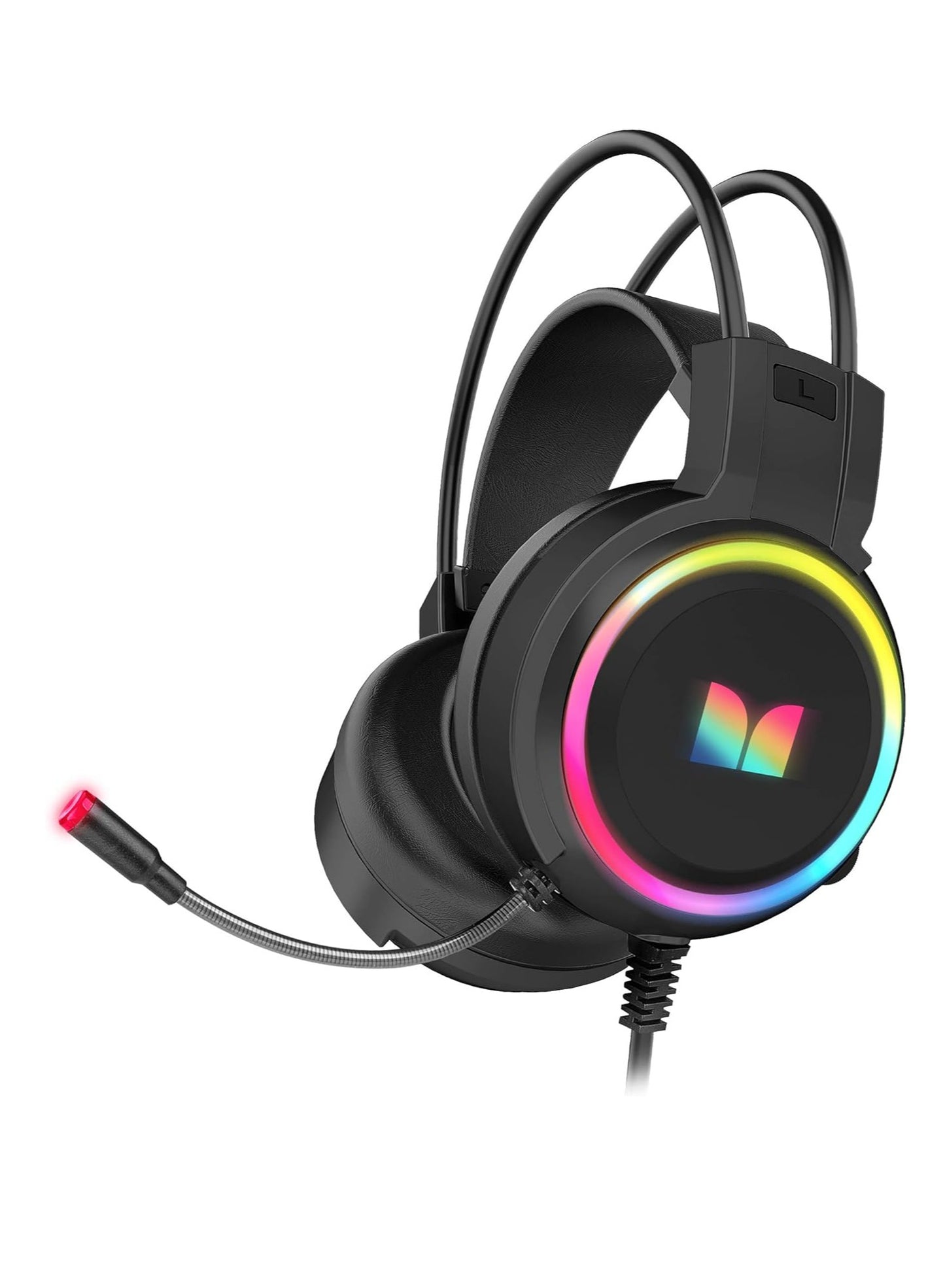 RGB Gaming Headset - Stereo Surround Sound - 50MM Drivers - Built-In Volume Control - Connect with 3.5mm X2 & USB For Lighting | For PC