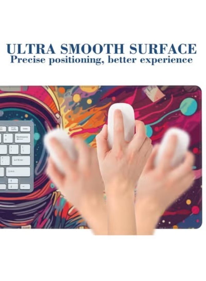 Large Mouse Pad Astronaut in The Universe Extended Gaming Mousepad Waterproof Desk Pad with Non-Slip Base and Stitched E