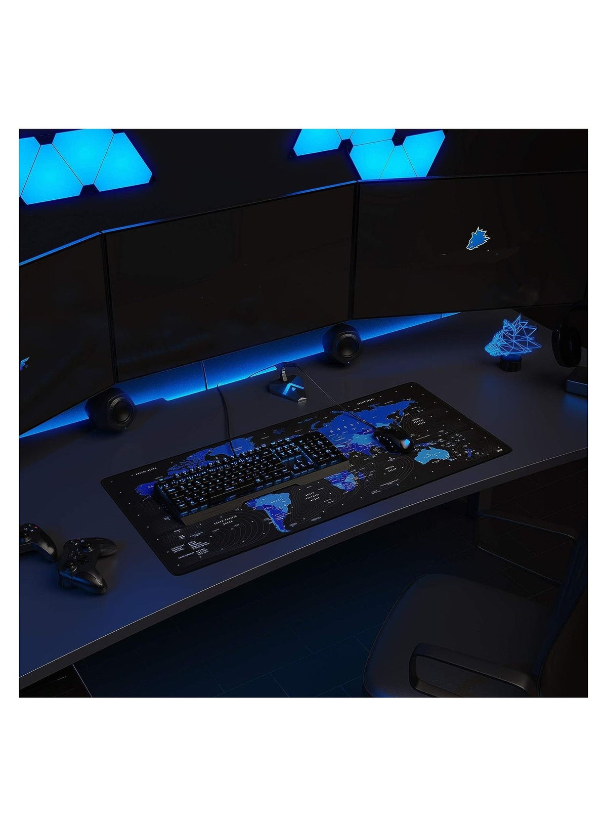 BLUE World Map Gaming Mouse Pad – 900*400 MM – Anti Slip Base – Speed Edition