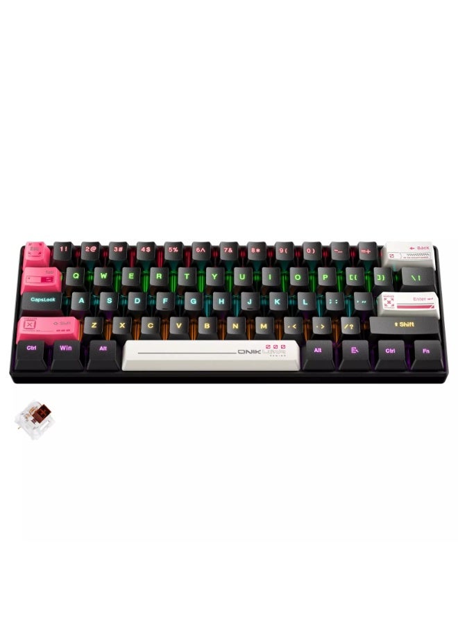 G55 RGB Wired Mechanical Gaming Keyboard with 61 Keys, Compact Layout, Customizable RGB Backlit, Anti-Ghosting, Windows 