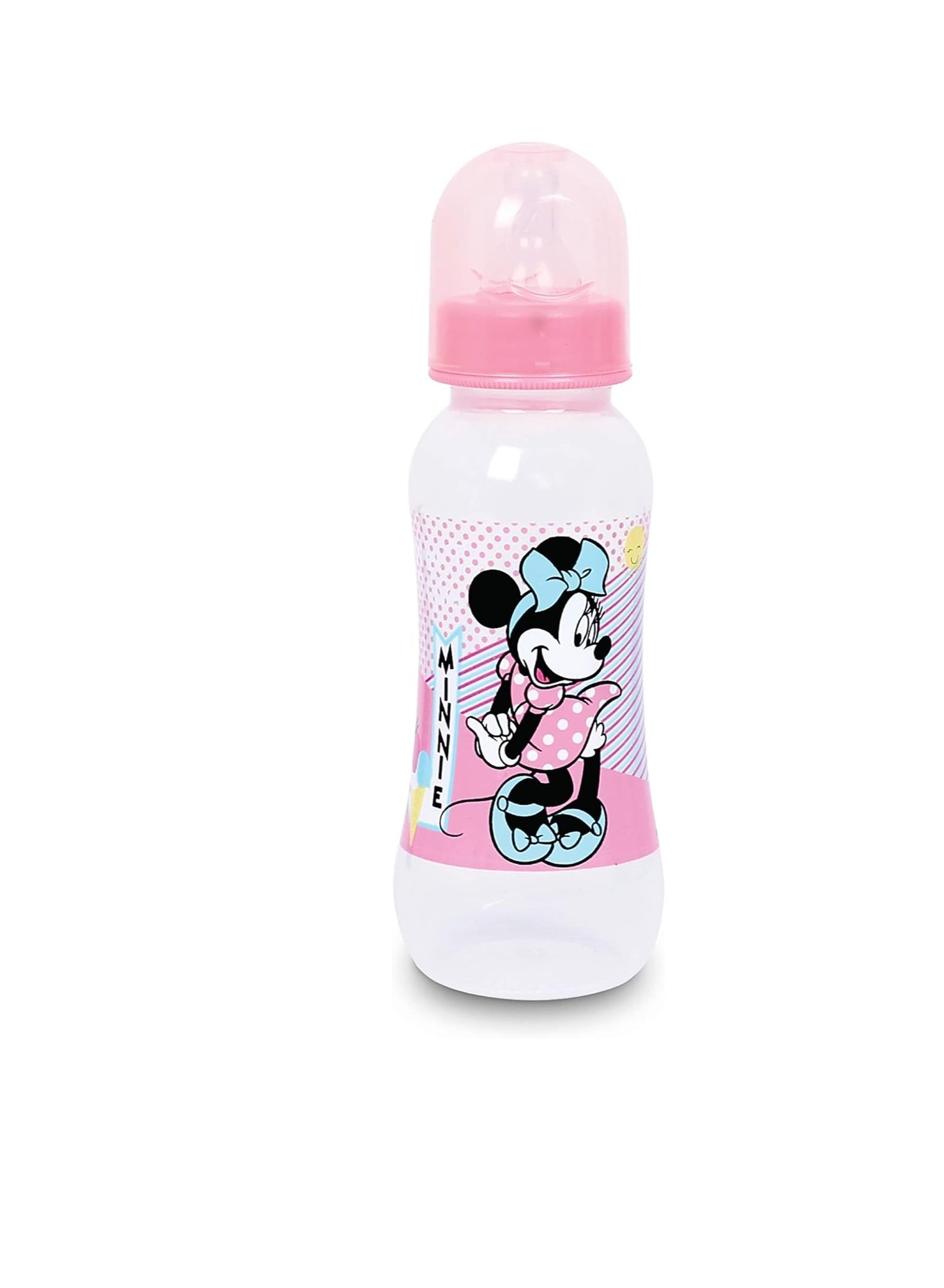 Disney Minnie Mouse Baby 250 ml Feeding Bottle Fast Flow Baby Bottles With Non Collapsing Silicone Nipples, Easy To Clean, Bpa Free, 3+ Months Official Disney Product