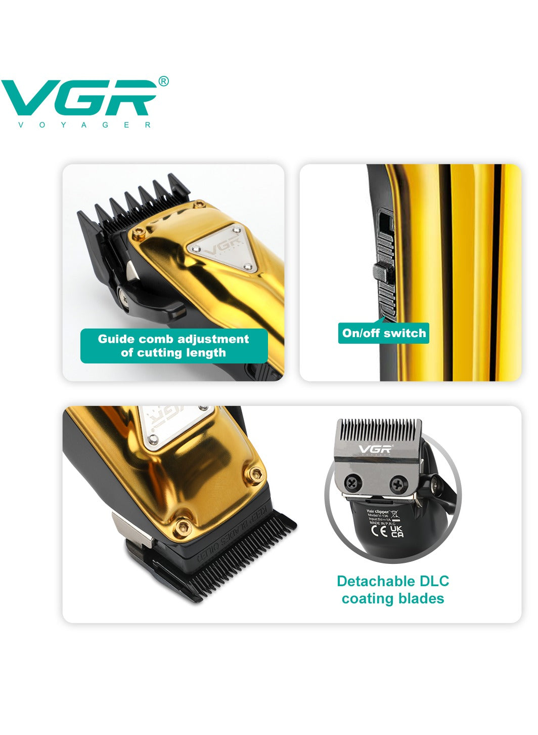 VGR V-136 Professional Hair Clipper Corded & Cordless with LED Display & Turbo Mode Function | Runtime: 180 min Trimmer for Men