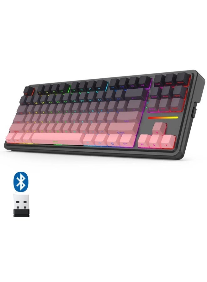 80% TKL Tri-Mode Wireless Mechanical Gaming Keyboard With Hot-Swappable Switches RGB Backlit Gasket Mounted Design USB-C
