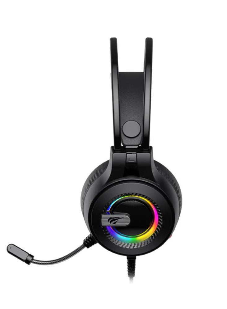 havit Gaming Headphone (RGB) , Model H2040D , 50MM Dynamic unit, Surround Sound Wired (3.5mm audio + USB) , Headphone With Noise Cancelling Microphone & In-Line Volume Control