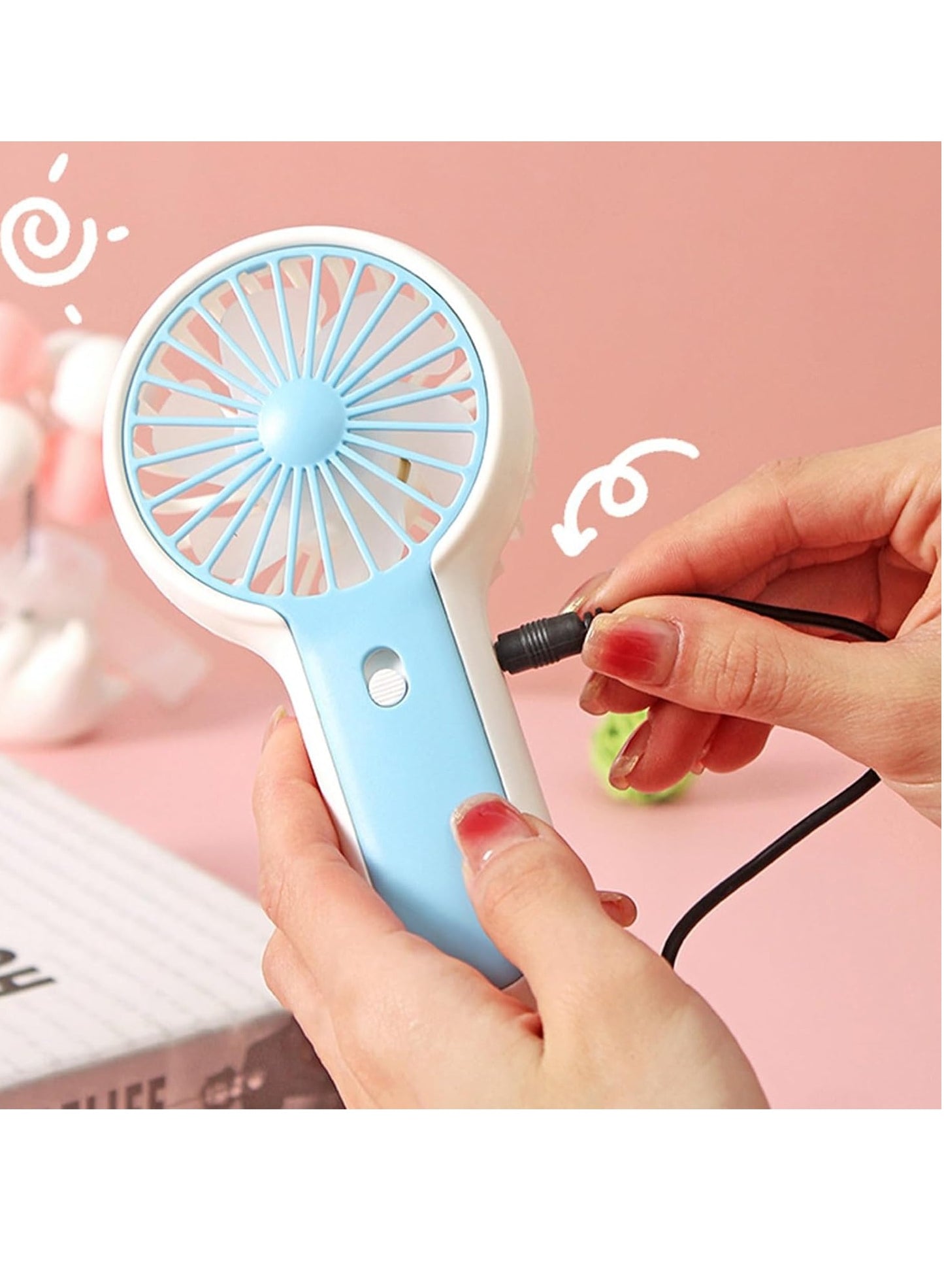 Portable Mini Fan USB Rechargeable Cute 1.5W Small Electric Fan For School ( Blue )