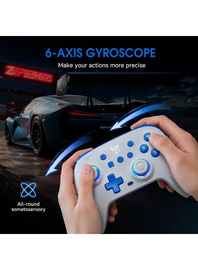 C1 Dual-Mode Gaming Controller – Dual Hall Effect Joysticks, 6-Axis Gyroscope, Dual Vibration Motors, LED Joystick Rings
