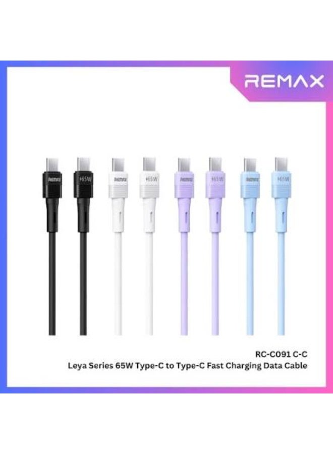 RC-C091 Type-C to Type-C 65W Fast Charging Cable 1M, USB-C Power Delivery Charging and Data Transfer Cable, High Speed U