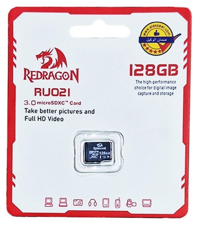كارت ميموري Redragon RU021 Micro SDXC بسعة 128GB ولون أسود