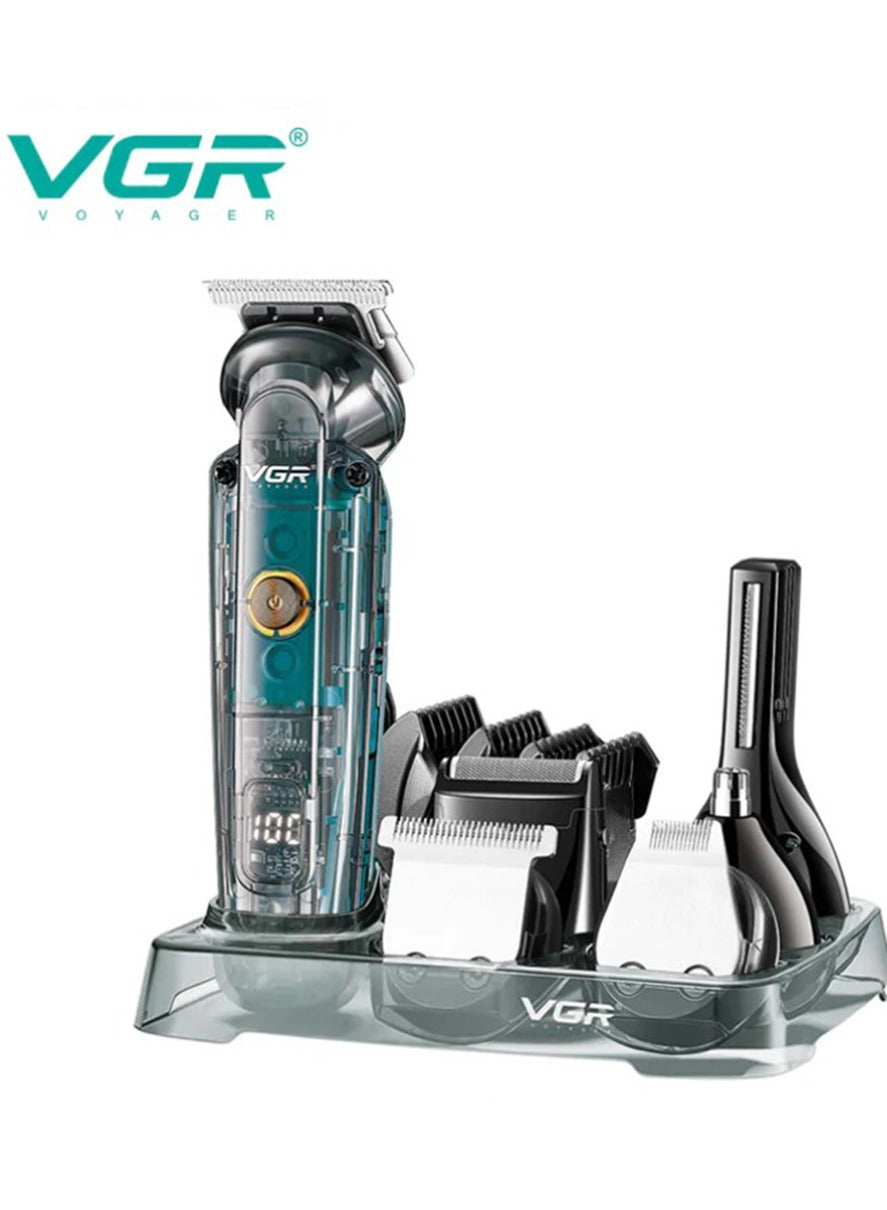 VGR Professional trimmer 6-in-1 , corded and cordless, multi-use, contains a variety of tools such as full-size trimmer, precision trimmer, trimmer, nose hair trimmer and styling trimmer.