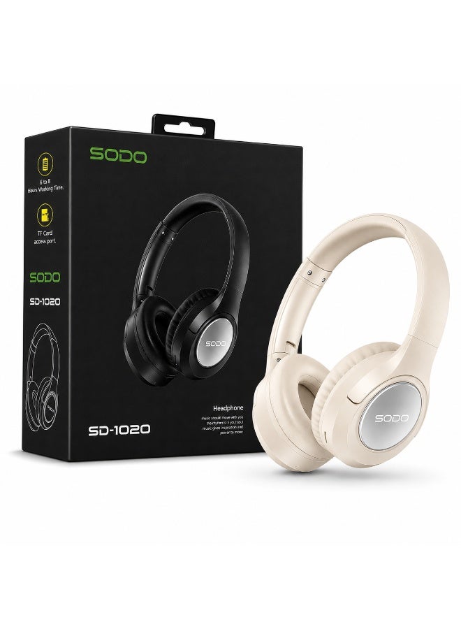 SD-1020 Bluetooth 5.1 Over-Ear Wireless Headphones with Hi-Fi Stereo Sound, Built-In Microphone, TF Card Music Player, T