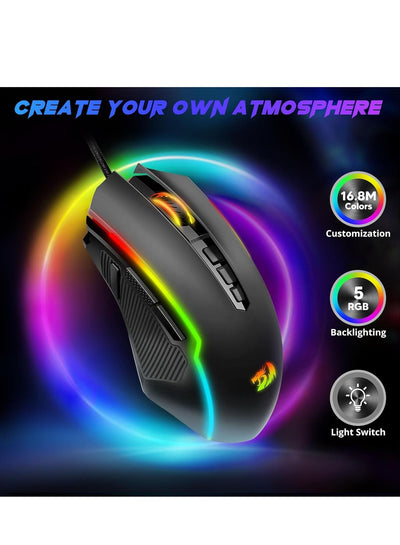 ماوس جيمنج REDRAGON M910-K RANGER سلك RGB 9 أزرار أسود