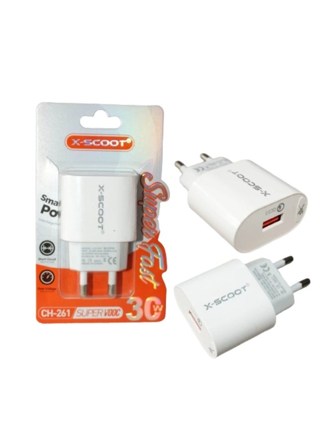 شاحن حائط X-SCOOT CH261 سريع Quick Charge أبيض