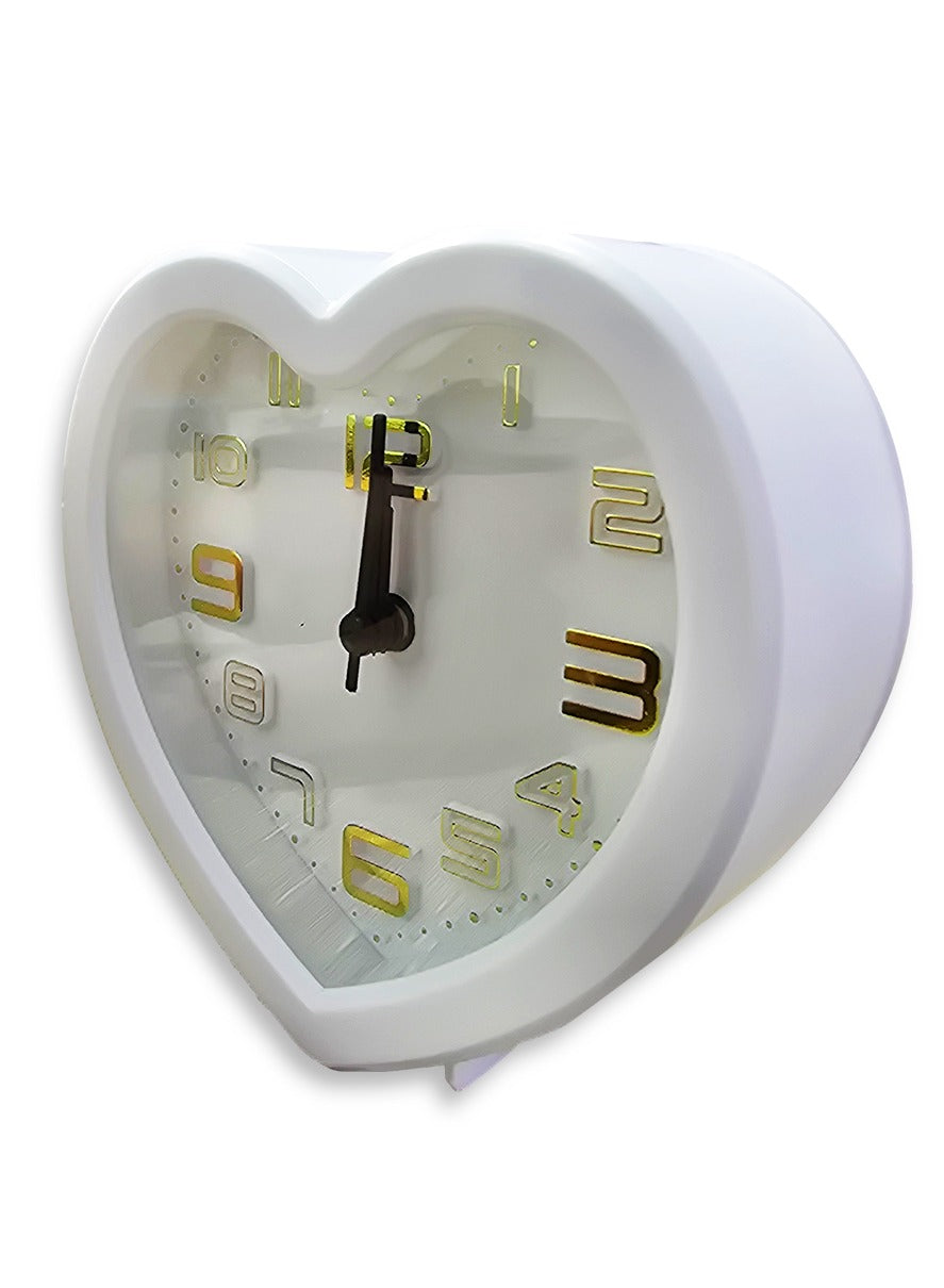 Charming little cartoon alarm clock, cute office decor, special gift, heart-shaped bedroom decor, innovative design, elegant classic white background and frame