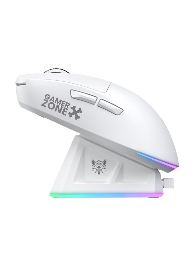 Tri-Mode RGB Wireless Gaming Mouse White Edition, High-Precision Bluetooth,  Wireless & Wired Gaming Mouse for PC, Lapto