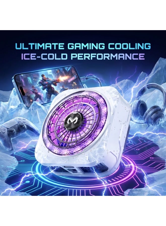 CX21 Magnetic Phone Cooler – 18W Semiconductor Mobile Cooling Fan with RGB LED, Dual Airflow, Fast Ice Cooling, Magnetic