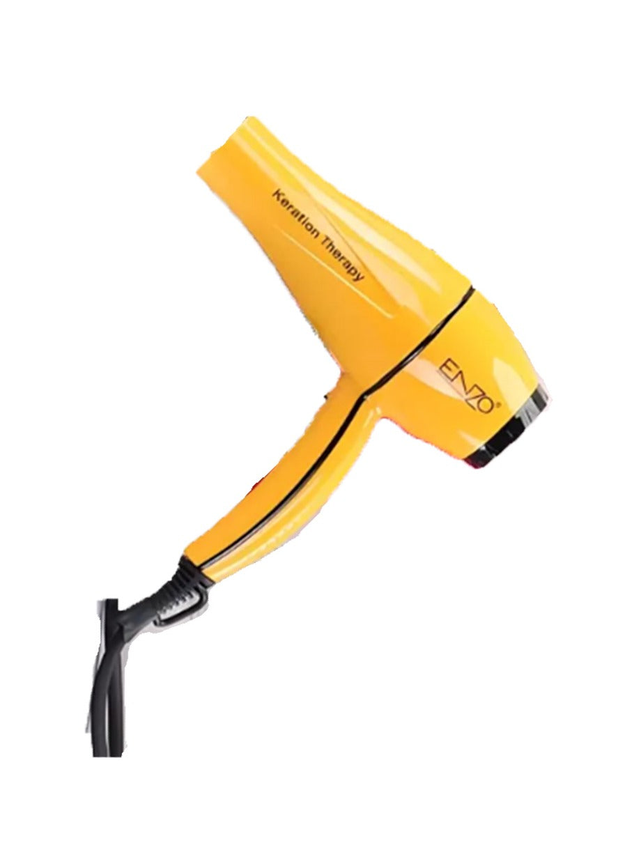 ENZO Professional Hair Dryer 1845W , High Power Home Hair Styling Tool , Yellow