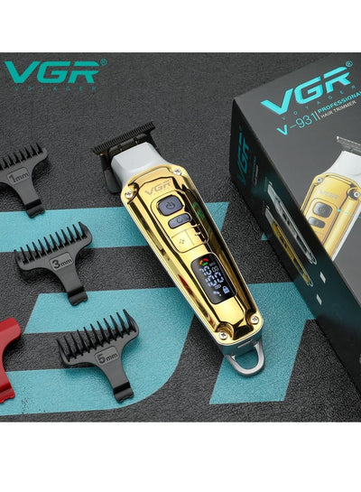 VGR V-931 Professional Hair Trimmer with Digital Display, 5500-7000RPM Button, Ceramic & Powder Metallurgic Blade,4 Cutting Combs, 240min Runtime,1600mAh Lithium Battery