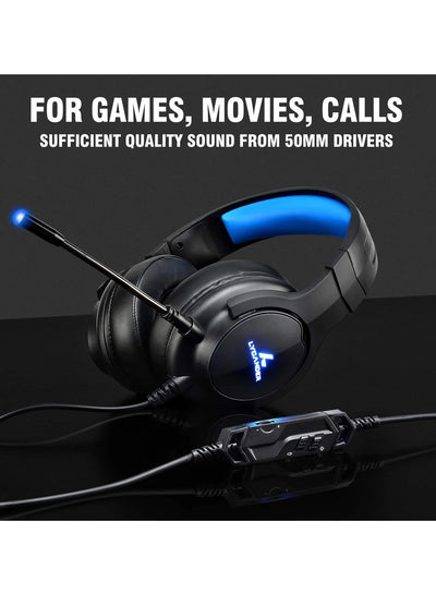 LGH568 Gaming Headset with Microphone LED Light, 3.5mm input - for PC, PS4, Xbox One, Nintendo Switch and more