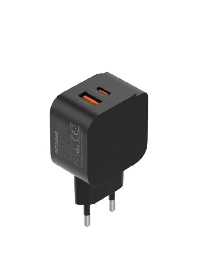 شاحن سفر LDNIO Q2 قوة 33W منفذين PD كابل Type-C أسود