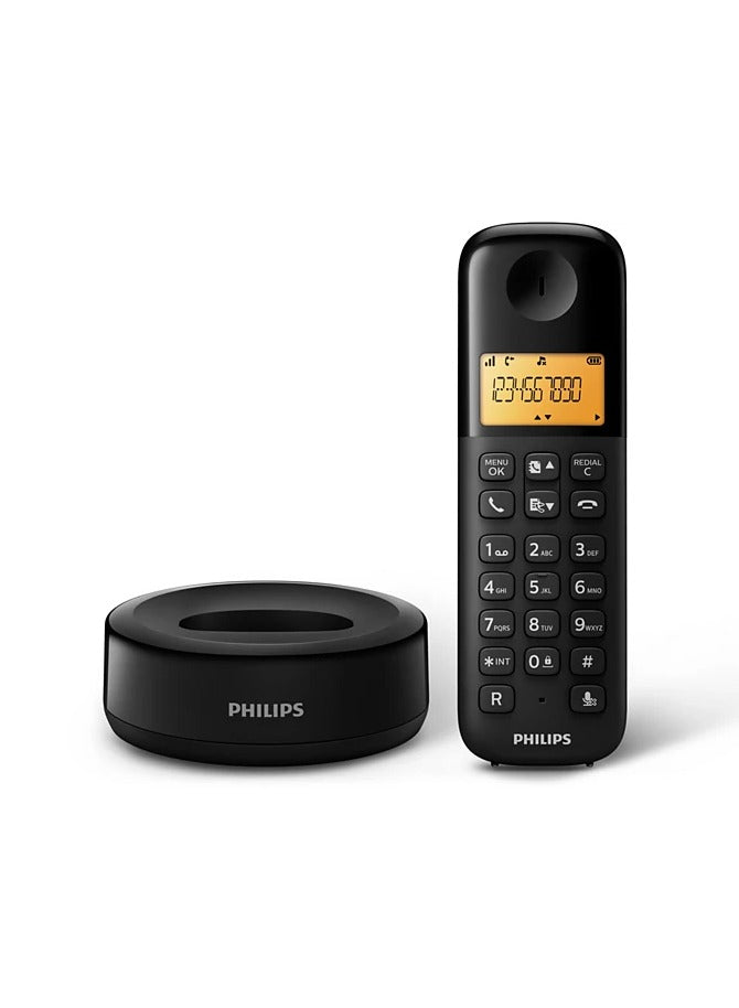 Cordless Phone D1601B - Non Slip Grip  (Black Color)