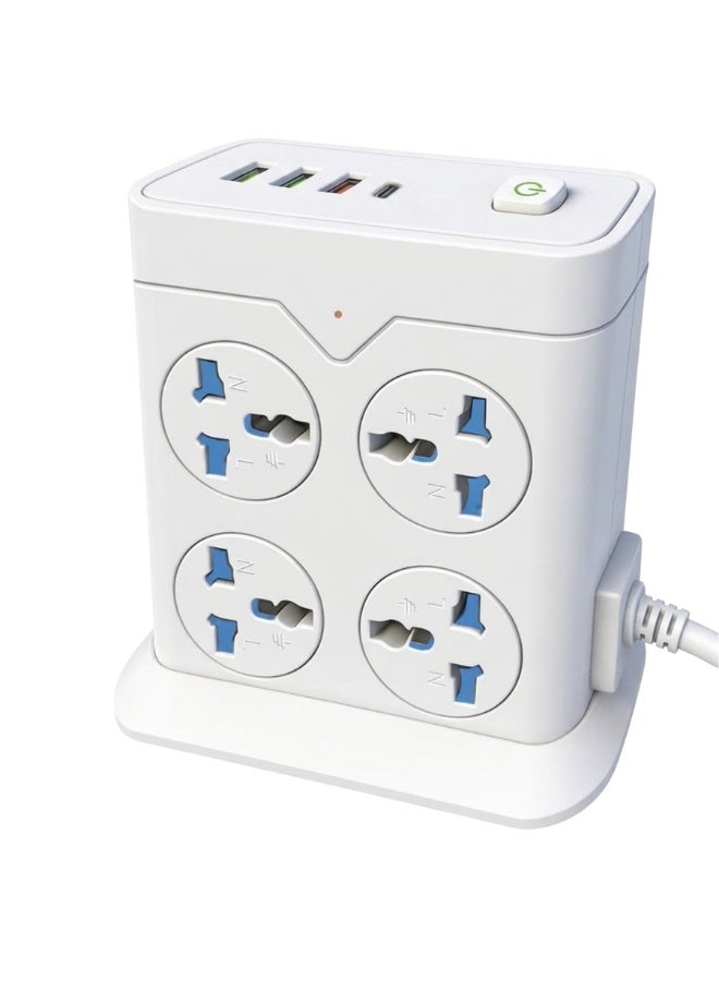 ملتيبل ELMAGHRABY TX-2U 8 مخارج شاحن لاسلكي 3 منافذ USB أبيض