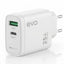 EVO-C03 25W Fast Wall Charger with USB-C Power Delivery and USB Port, Dual Port Quick Charging Adapter, Smart Chip Techn