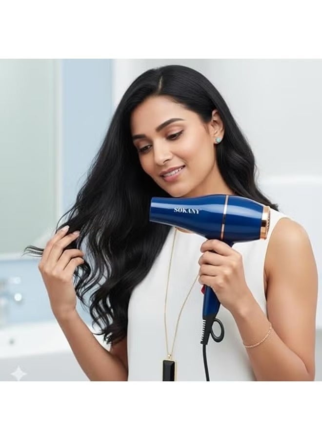 SK-2216 Professional Ionic Hair Dryer 2600W with Concentrator Nozzle, Fast Drying, 2 Speeds & 2 Heat Settings, Hot & Col