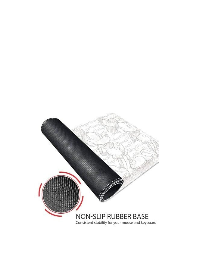 Cute Sketch Design Mouse Pad Stitched Edges Anti-Slip Rubber Mouse Pad Fun Table Mat for Gaming and Gifts (30cm x 70cm x