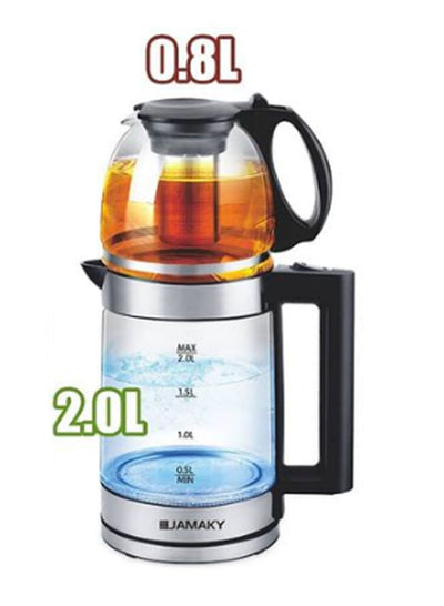 JAMAKY Italy Electric Double kettle 2L - High borosilicate glass housing 1800W + 500w , JMK9510