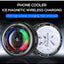 CX19 Magnetic Phone Cooler with 15W Wireless Charging – RGB LED Cooling Fan, Semiconductor Mobile Cooling Pad, Adjustabl