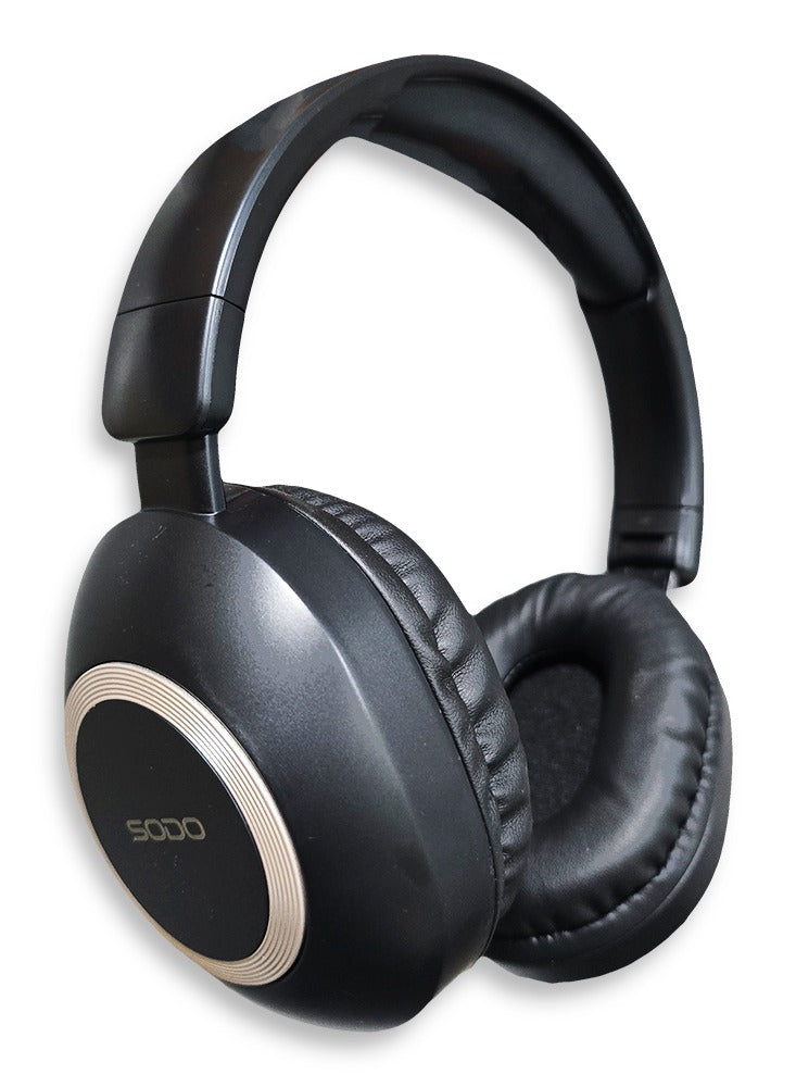 SODO Wireless Headphones with Active Canceling , External Built In Microphone Walk and Talk , it's Support SD Card useing Bluetooth 5.0 for connectivity and have a 40mm driver size with a frequency response of 20 Hz to 18kHz MODEL SD-1104 / black