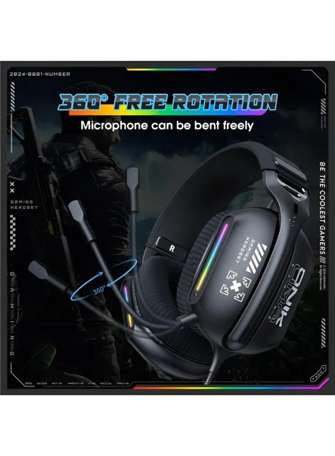 X12 Gaming Headset with RGB Lighting, Noise Isolating Microphone, and Volume Control , Wired Headset with Modern Design 