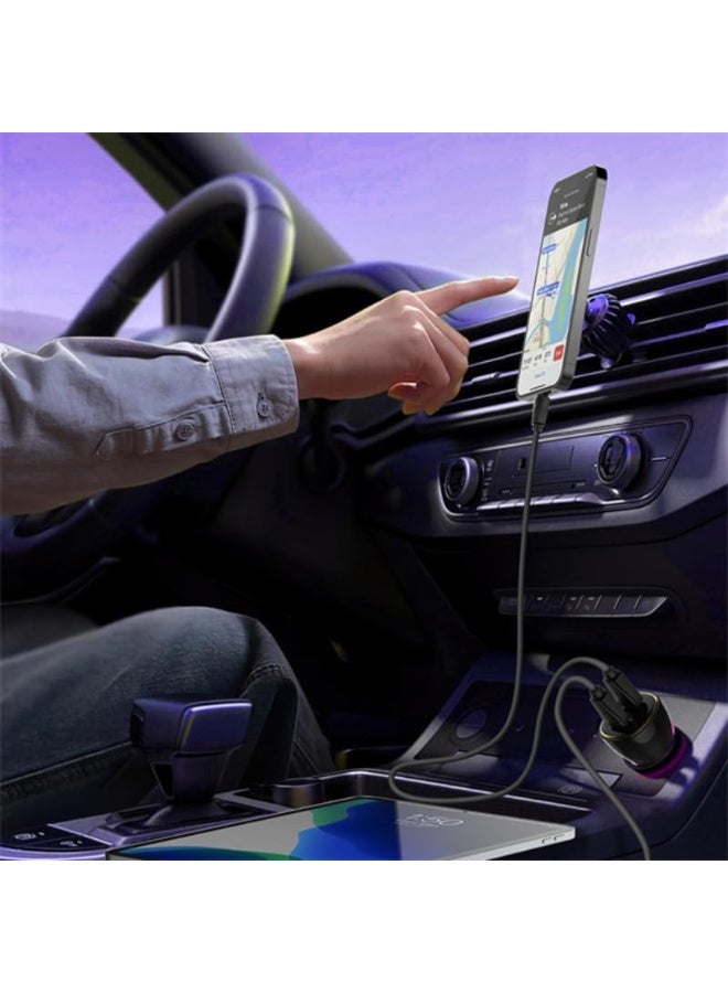 60W Dual Port Super Fast Car Charger with PD 30W USB-C and QC 30W USB-A Fast Charging, USB-C to USB-C Cable Included, Hi