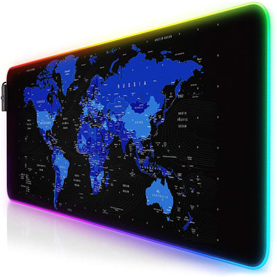 BLUE WORLD MAP RGB Gaming Mouse Pad – 80×30 CM