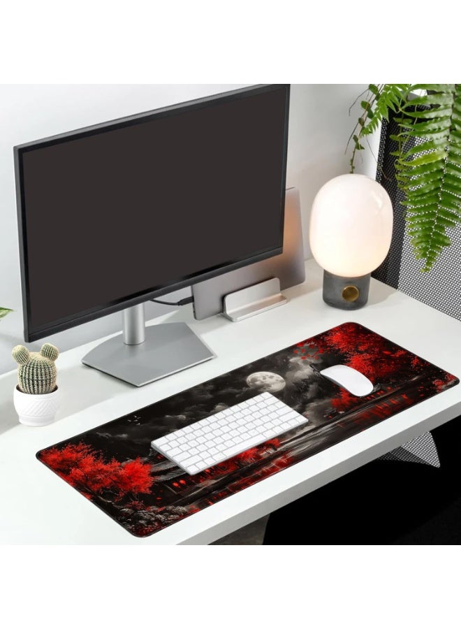 Large Gaming Mouse Pad Extended Anime Large Desk Pad with Non-Slip Base Full Keyboard Mat with Stitched Edges for Gaming