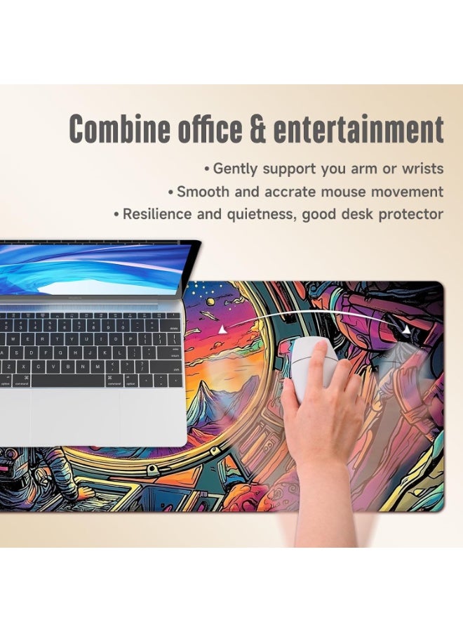 Astronaut 3 Extended Gaming Mouse Pad with Stitched Edges 70×30cm XL Desk Mat for Gaming, Office, Keyboard, Mouse, Lapto