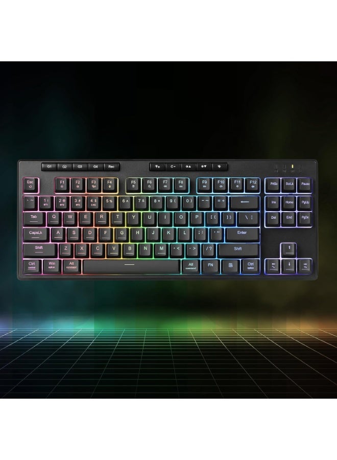 K516 PRO Shiva TKL RGB Wireless Membrane Gaming Keyboard, 87 Keys Mechanical-Feel Keyboard w/Smooth Linear Switch, On-Bo