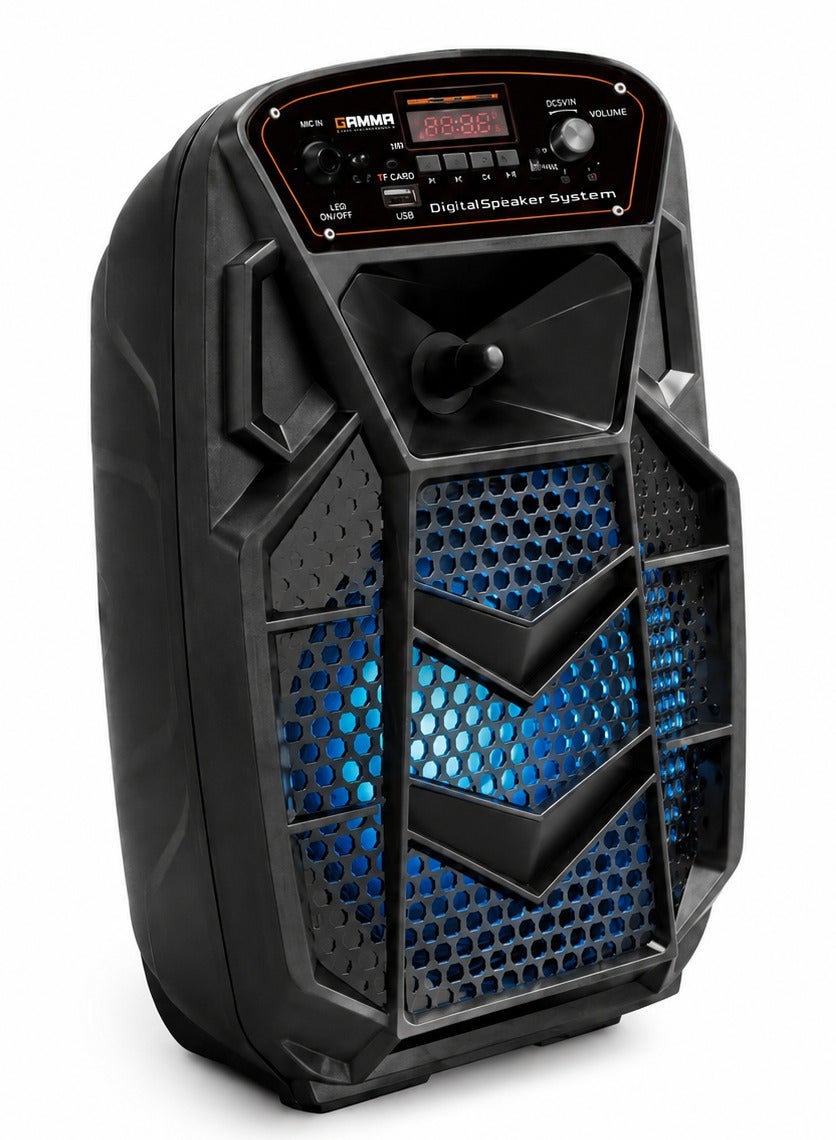 GT-8010 Portable Bluetooth Party Speaker, Wireless Speaker with Powerful Sound, Colorful LED Lights, USB, TF Card & AUX 