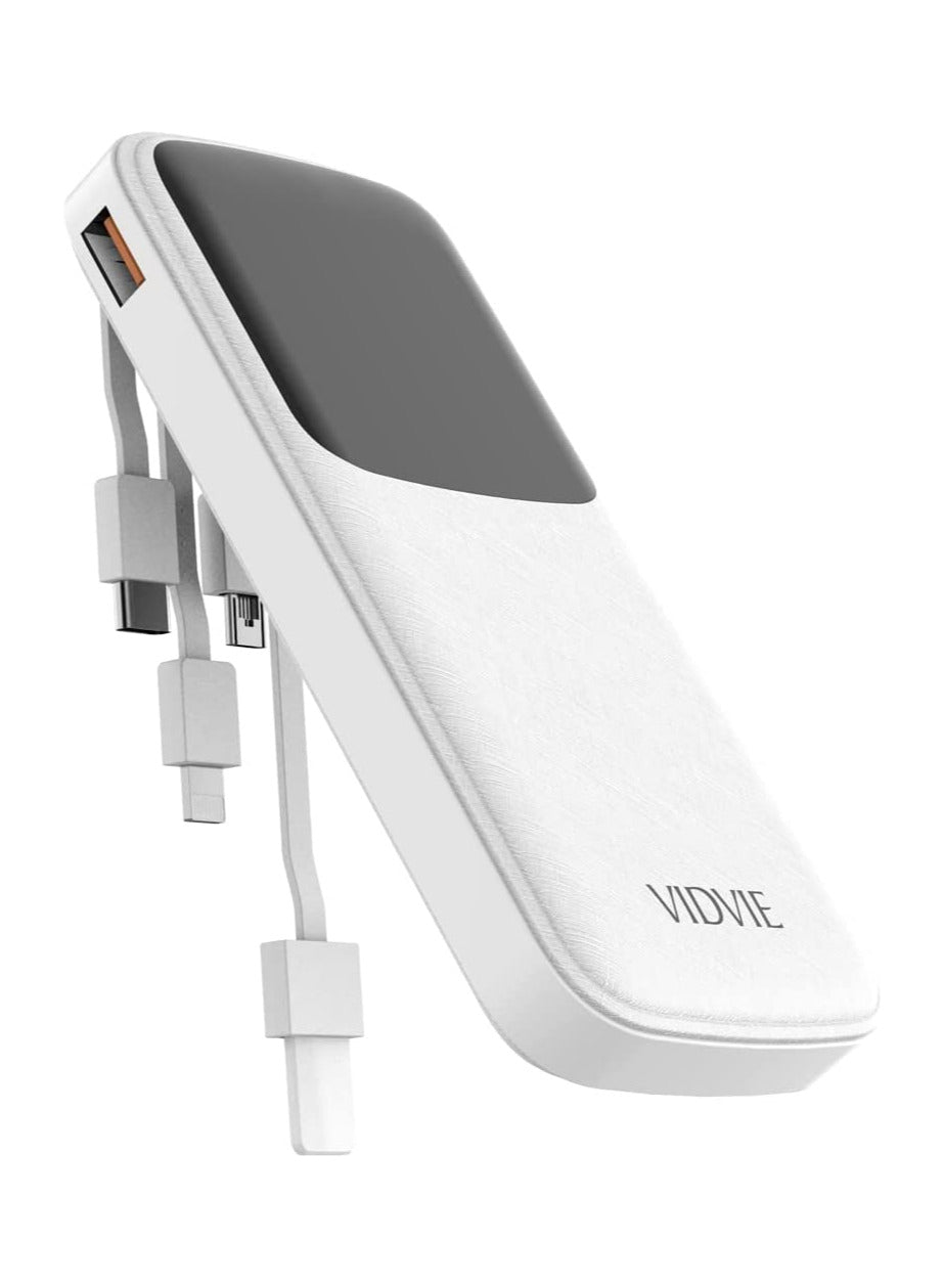 VIDVIE Power bank 4 in 1-10,000 mAh 10W - 4 Built in cables (USB, Lighting, Type C, Micro) Digital Screen, For iPhone & Android Phones